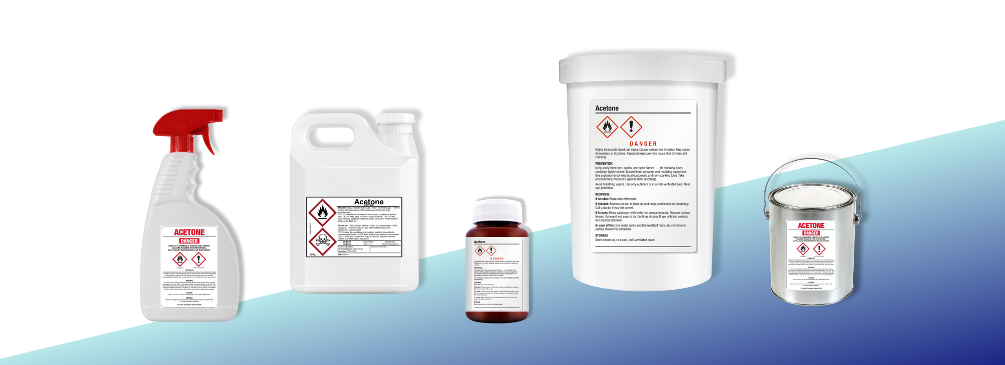 Several secondary containers with GHS labeling